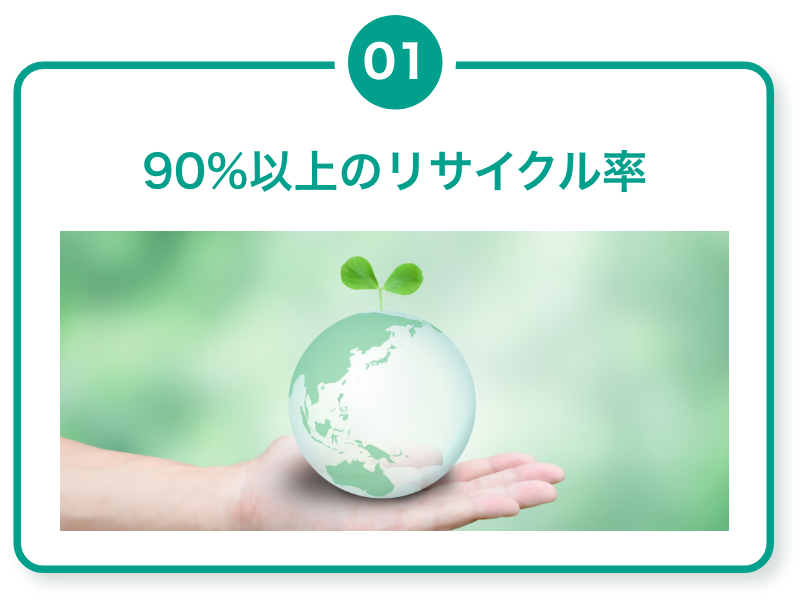 １、90％以上のリサイクル率